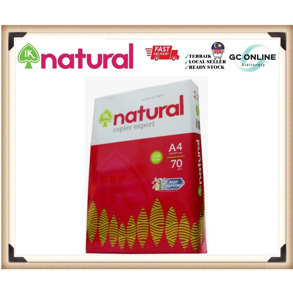 Ik Natural A4 Paper 500 Sheet 70Gsm/A4 Paper 500 Sheets 70Gsm | Shopee ...