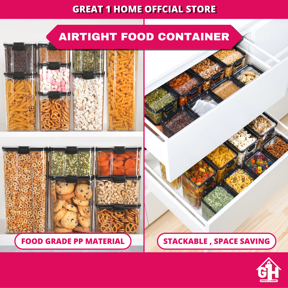 Premium Airtight Transparent Food Storage Container Stackable Plastic ...