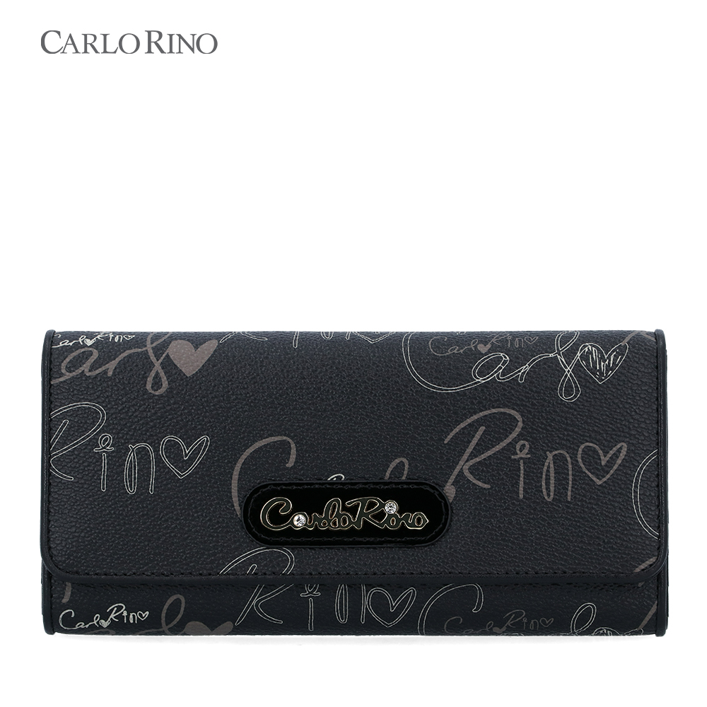 Carlo Rino Calligraphy Monogram 3-Fold Long Wallet - Black | Shopee ...