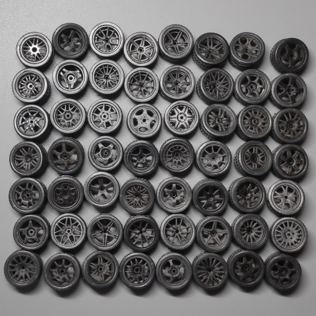 164 Rims for Hotwheels, Matchbox. Custom Wheels Rims Rubber Tires Set