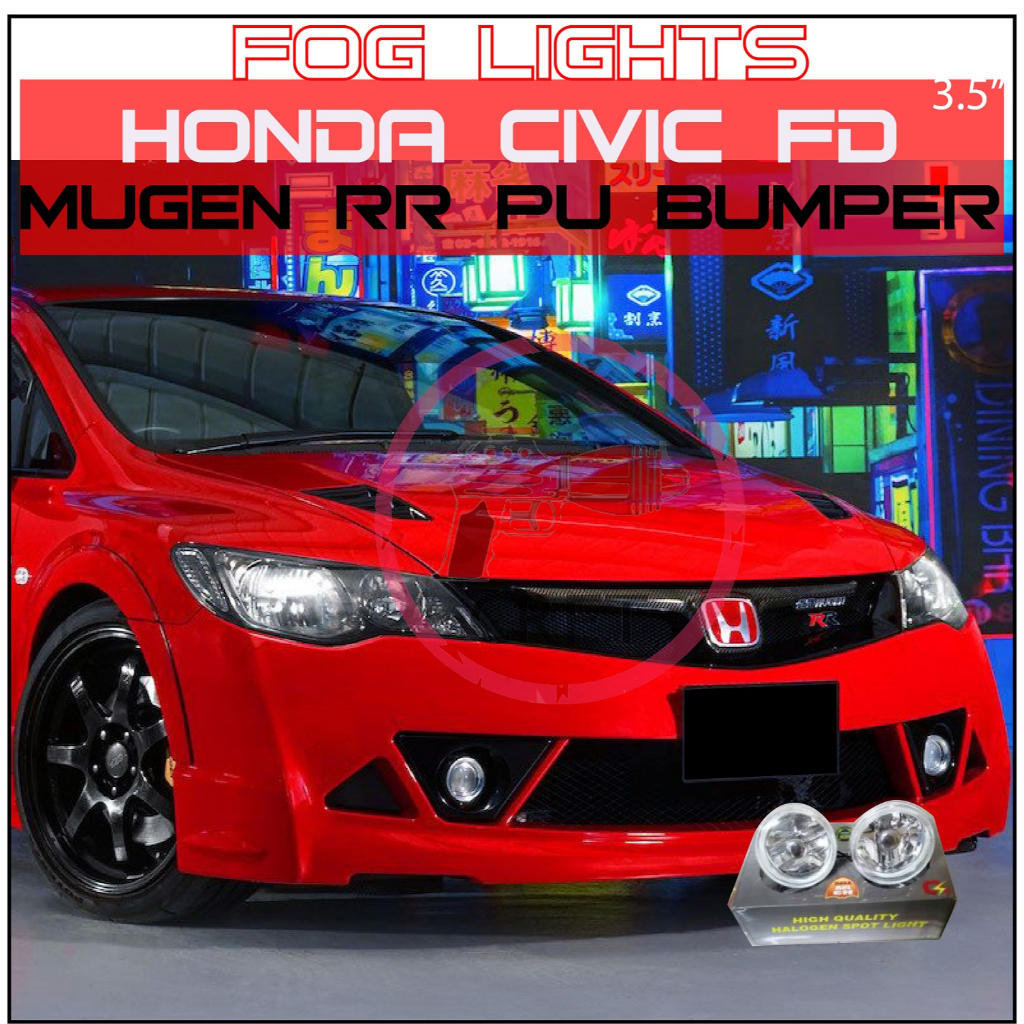 SC562 Honda Civic FD Mugen RR PU bumper Lampu Sport Fog Lights Foglamp