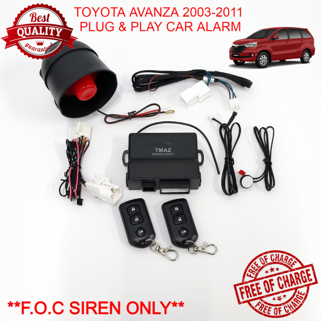TOYOTA AVANZA 2003-2011 PLUG AND PLAY CAR ALARM | Shopee Philippines