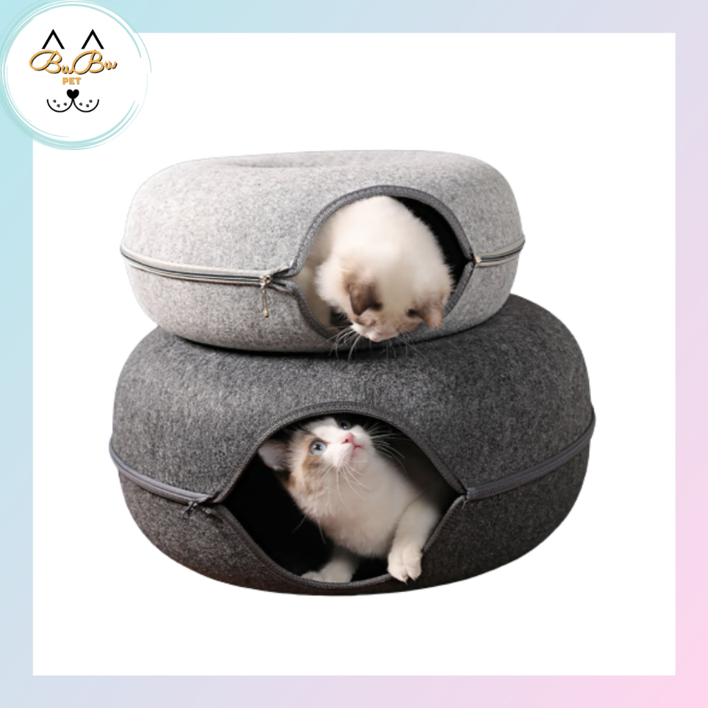 BUBUPET Cat Doughnut Tunnel Cat Donut Bed Donut Tube Toy Mainan Kucing ...