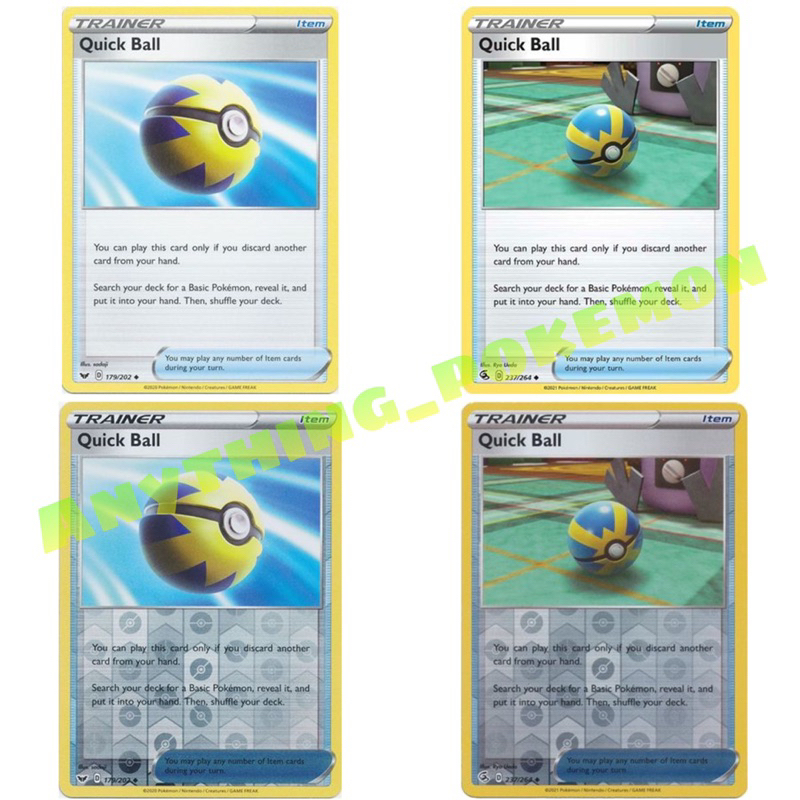 Pokémon Trainer Card - Quick Ball 179/202 237/264 NORMAL/REVERSE HOLO ...