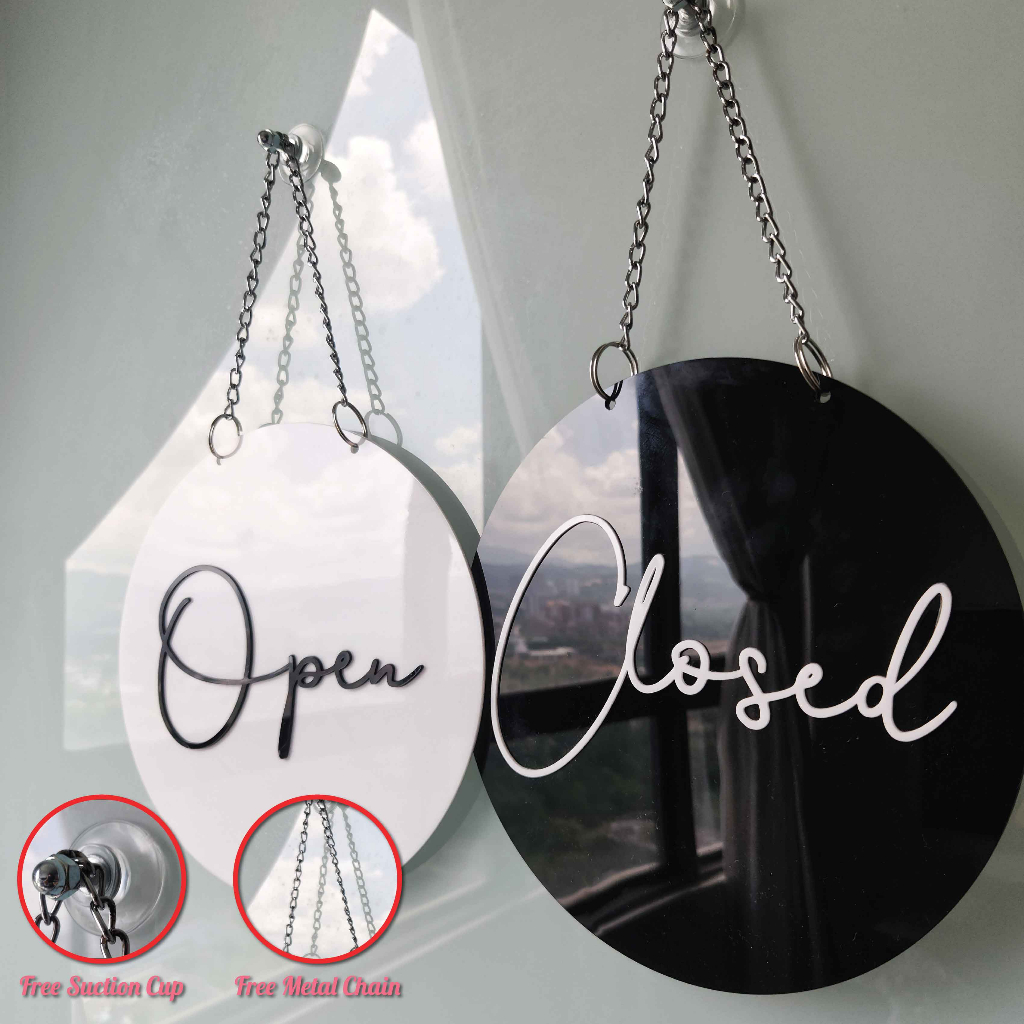 Open Close Sign Signage, 2 in 1 Open Double Sided for Shops Metal Chain ...