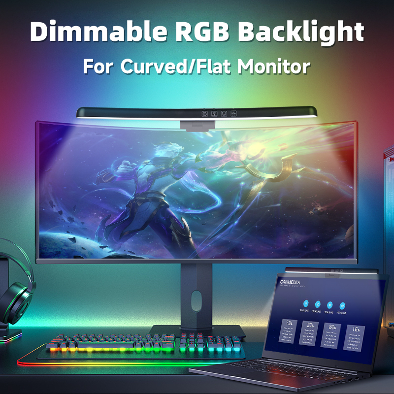 Dimmable Monitor Light Bar RGB Flat/Curved Monitor Lamp 5 Colors