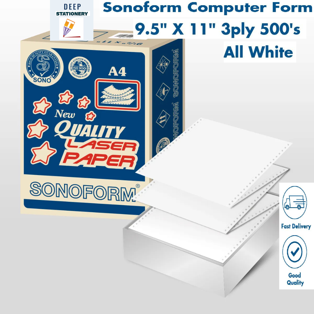 SN Computer Form NCR Paper 9.5X11/ALL WHITE AND COLOUR 300-500S ...