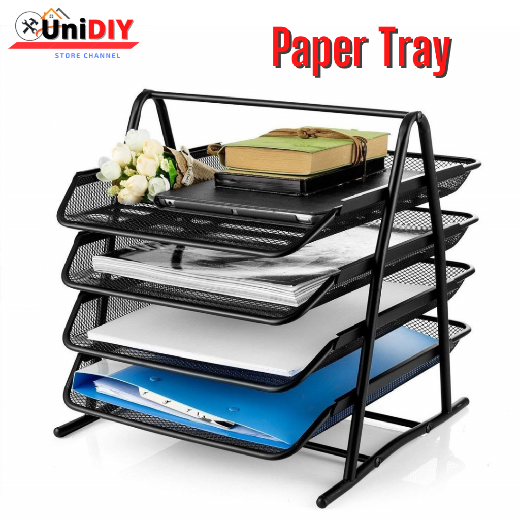 4 Tier File Document Letter Paper Tray Sorter Collection File Desk ...