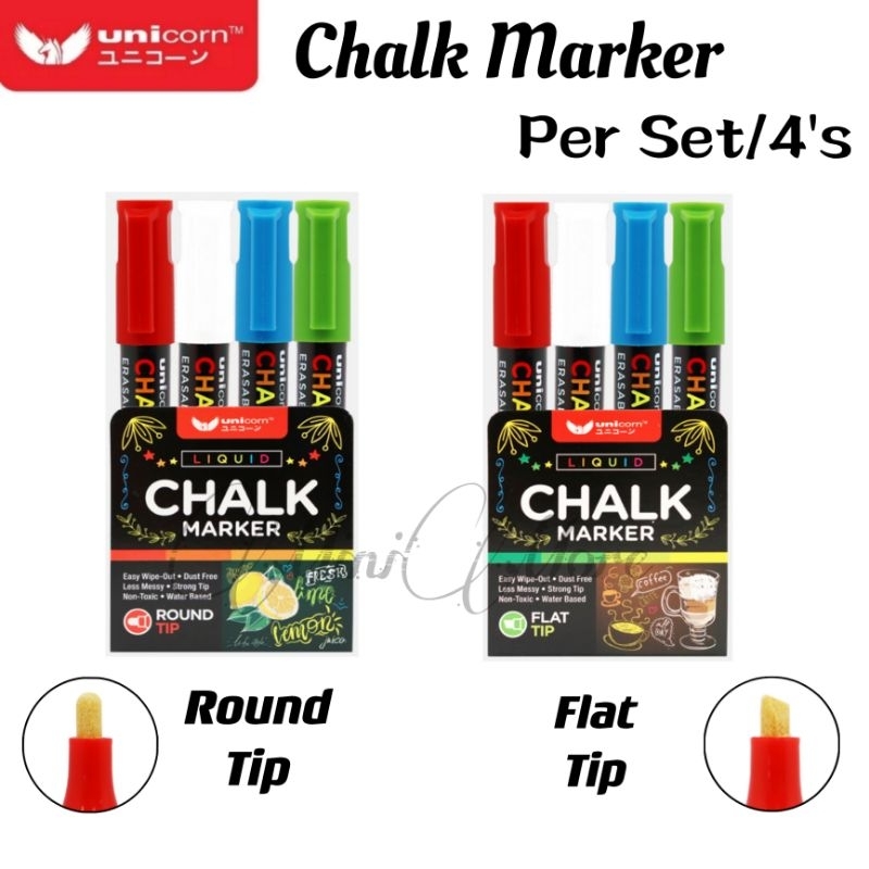 (MiniMore) Unicorn Liquid Chalk Marker (Per Set - 4's) | Shopee Philippines