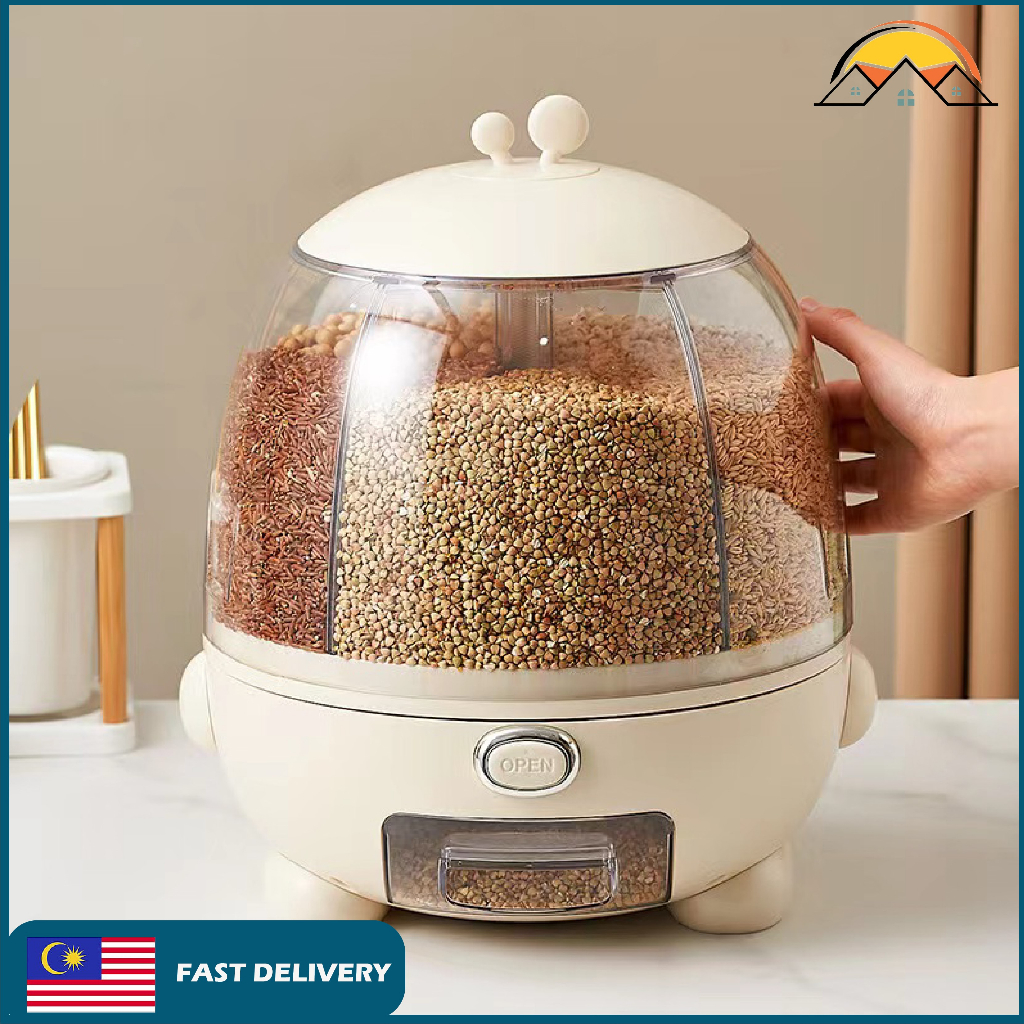 5 Grid Robot Rotating Rice Cereal Grain dispenser Multifunction 360 ...