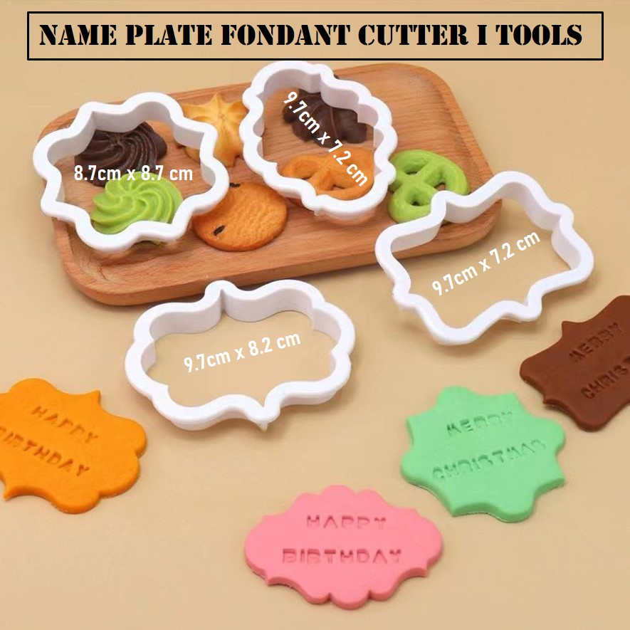[Petite Houz] Name Plate Shape Fondant Tools Cake Stamp Mold Cutter
