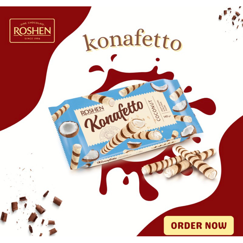 Roshen Konafetto Wafer Rolls With Coconut Flavoured Cream 140g | Shopee ...