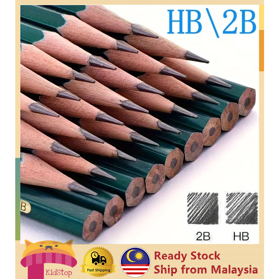 Hexagonal 2B/HB Pencil Wooden Non-toxic Pencil for Sketching, Exam ...
