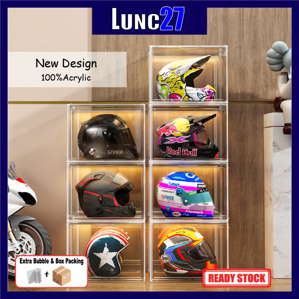 Helmet Shelf Display Full Transparent Arcylic Helmet Storage Storage