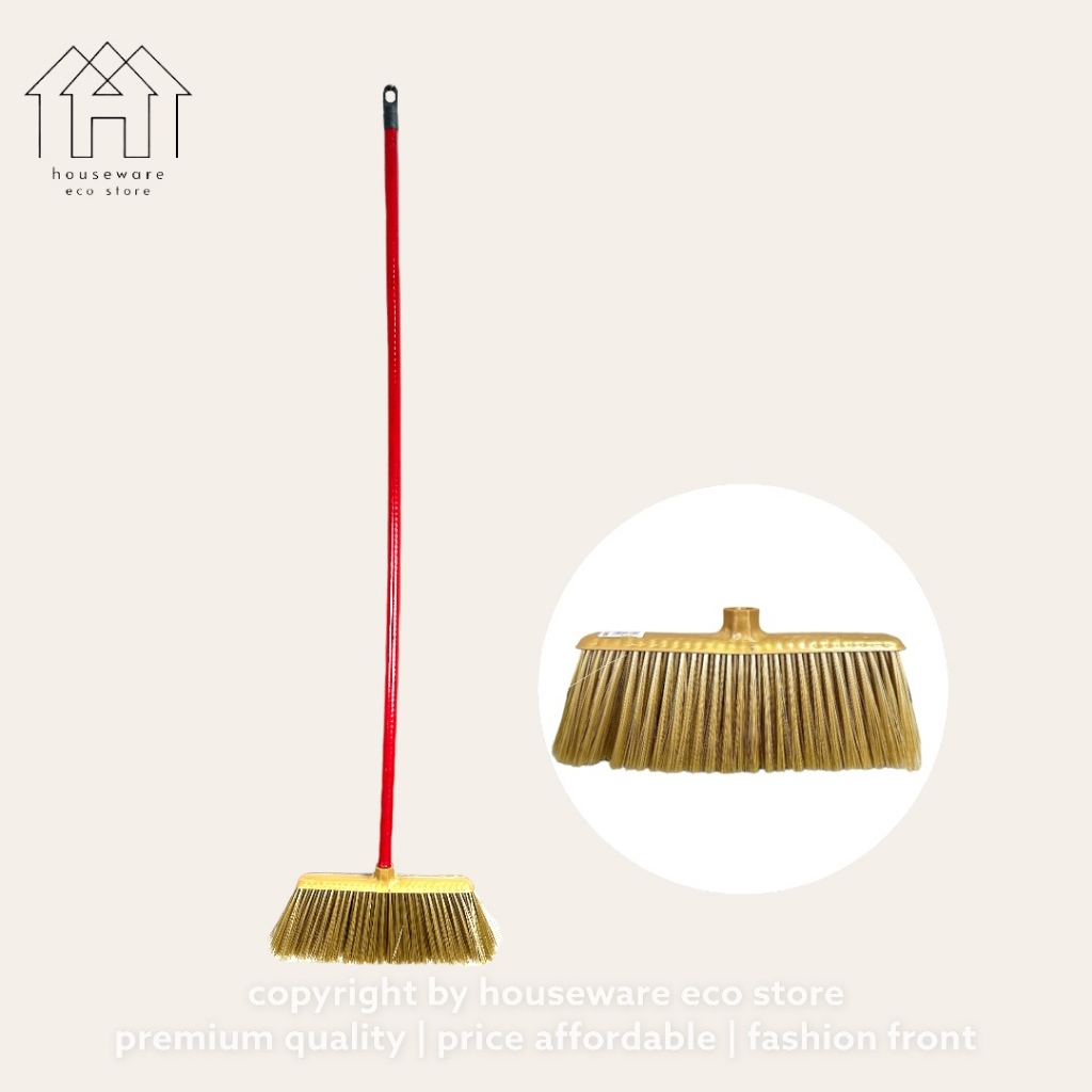 Nylon Broom With Handle / Gold Color Cleaning Broom Sweeper / Penyapu ...