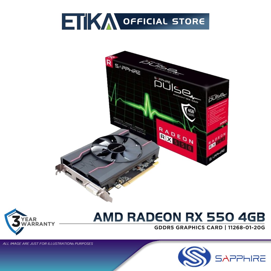 SAPPHIRE PULSE AMD Radeon RX 550 4GB GDDR5 Graphics Card 11268-01-20G ...