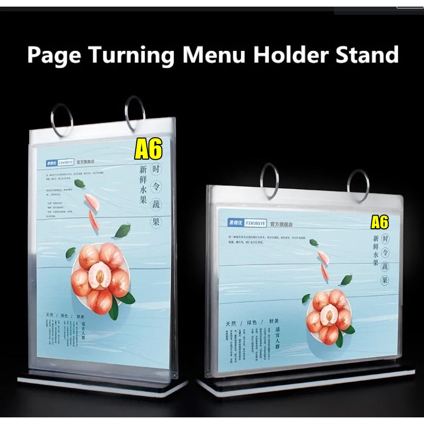 A6 Flip Menu Stand Display Table Stand With 6 Sleeves Horizontal ...