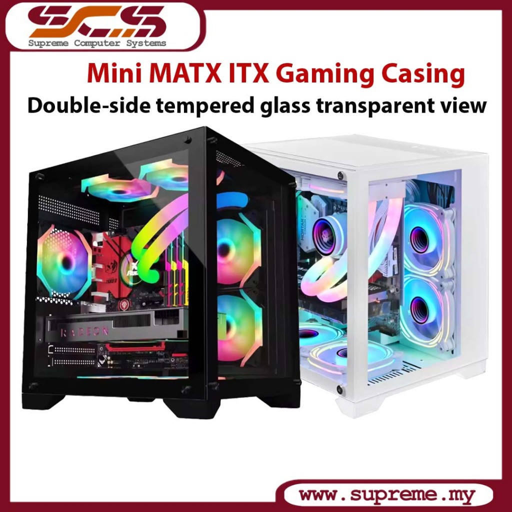 Double-side tempered glass transparent view Mini MATX ITX Gaming PC ...