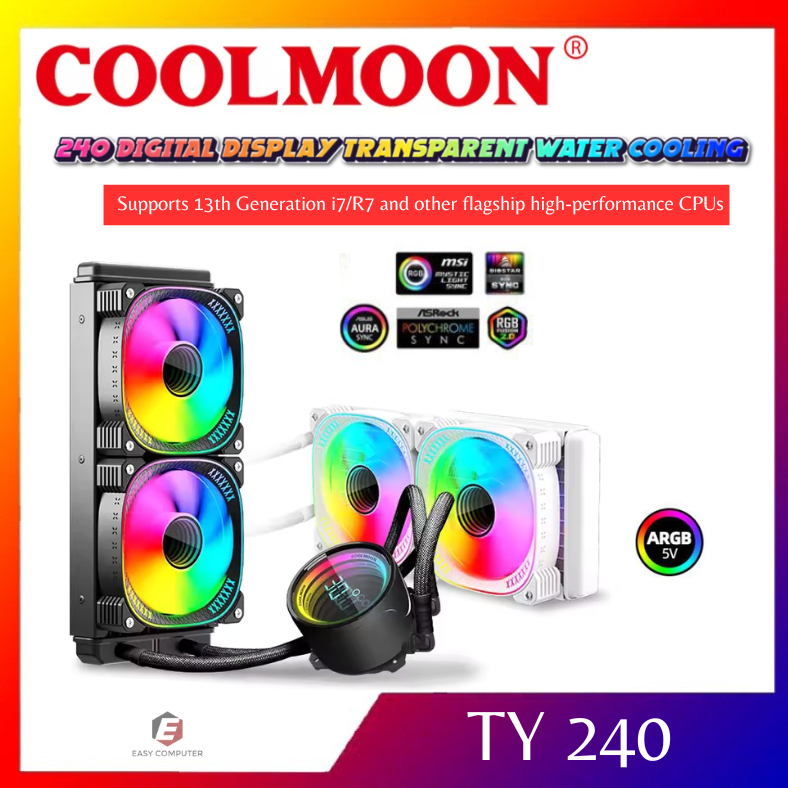 COOLMOON ICEMOON TY240 DIGITAL COOLING AIO (5V ARGB)RADIATOR CPU AIO ...