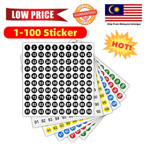 1cm 1100 Small Size Number Flow Sticker Stick Label Consecutive Nombor