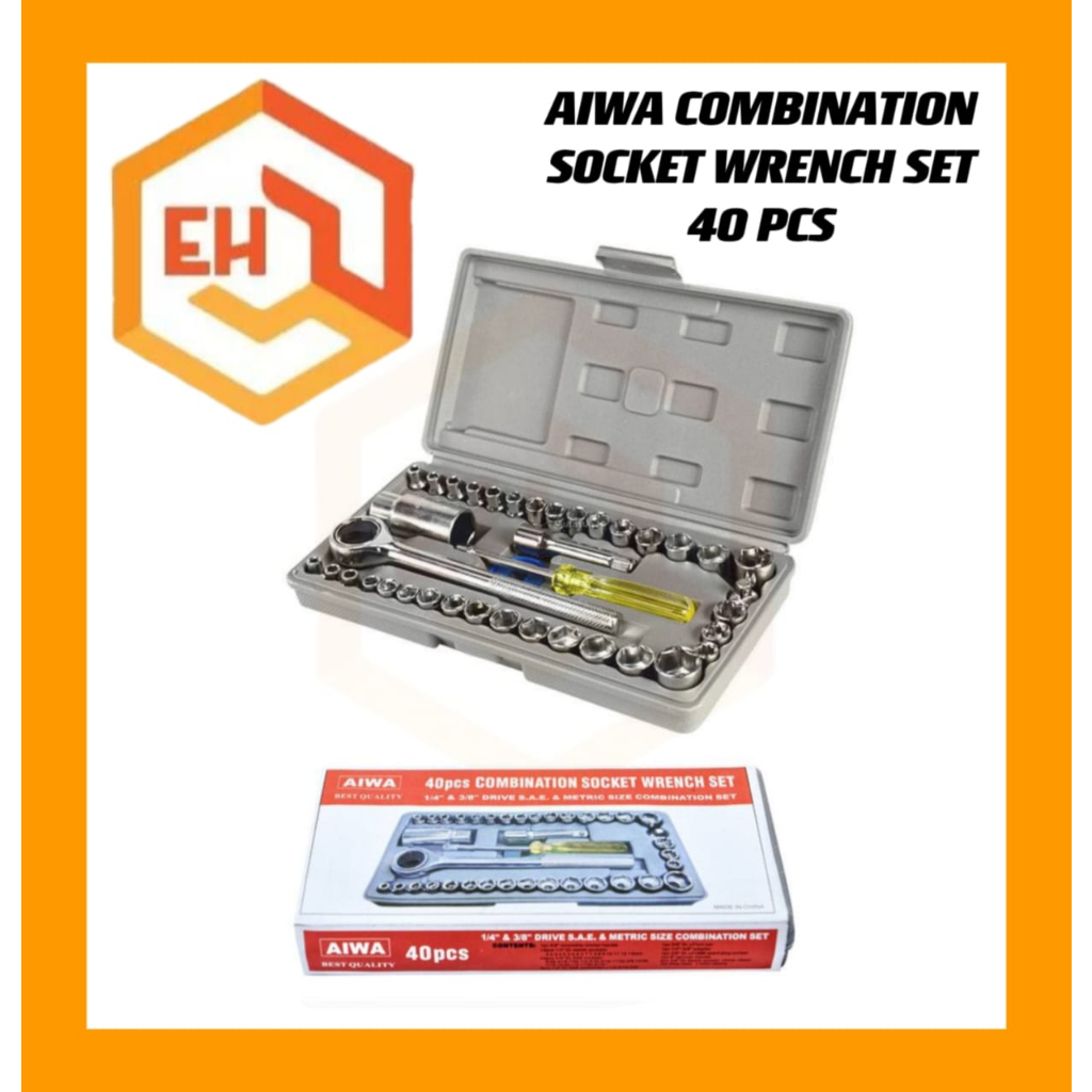 AIWA 40pcs Combination Socket Ratchet Wrench/Spanner Socket Set For Motor Repair/40pcs Spanner