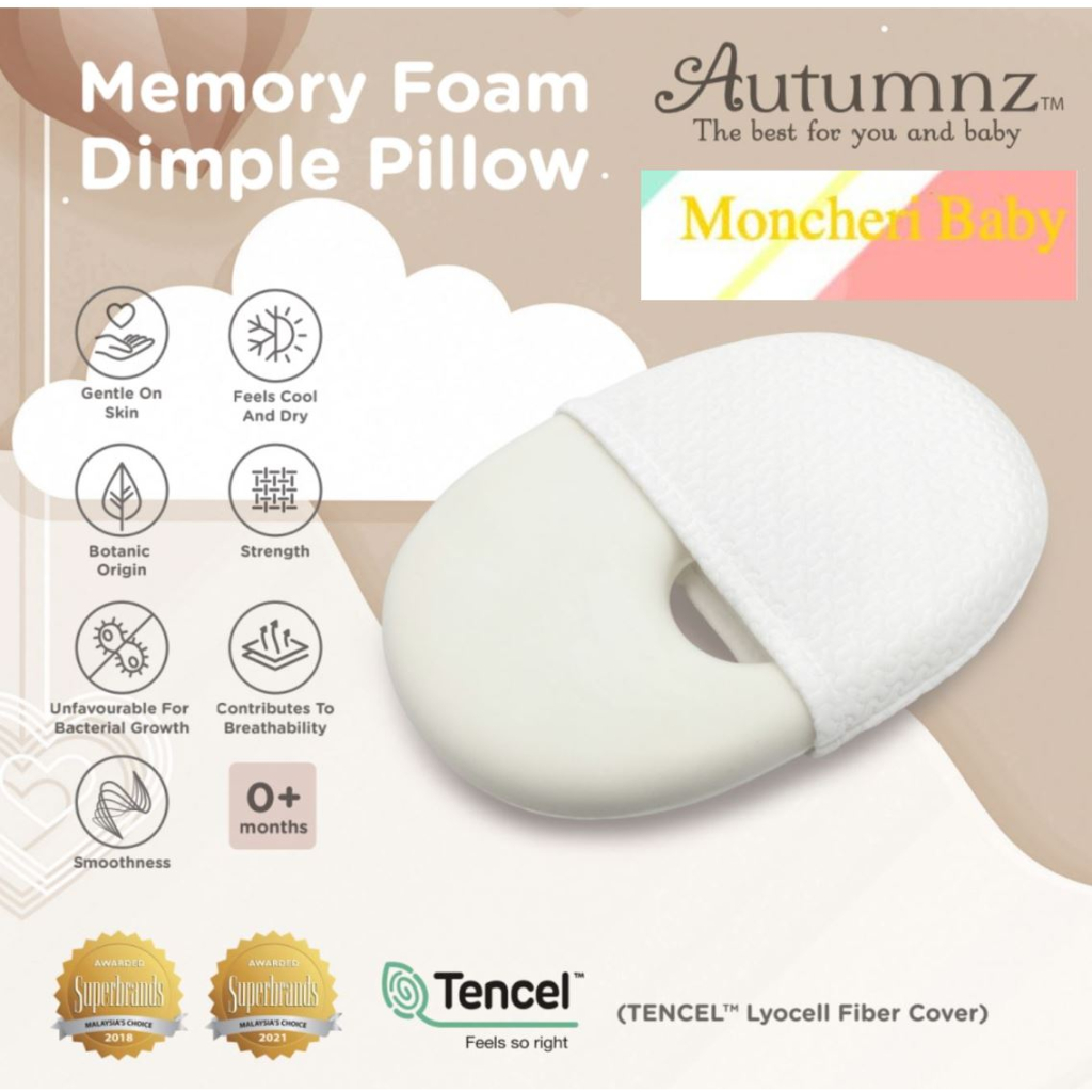 Autumnz Memory Foam Dimple Pillow for Newborn Baby (with Tencel Cover