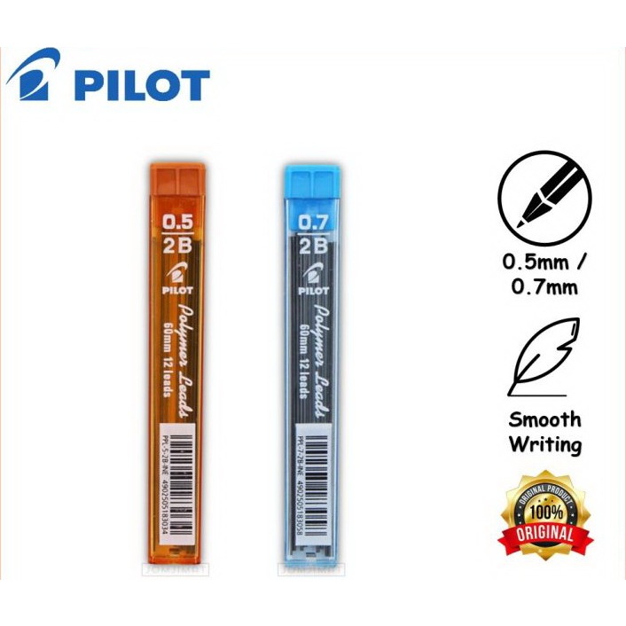 PILOT 2B POLYMER MECHANICAL PENCIL LEAD 0.5mm & 0.7mm MATA PENSIL