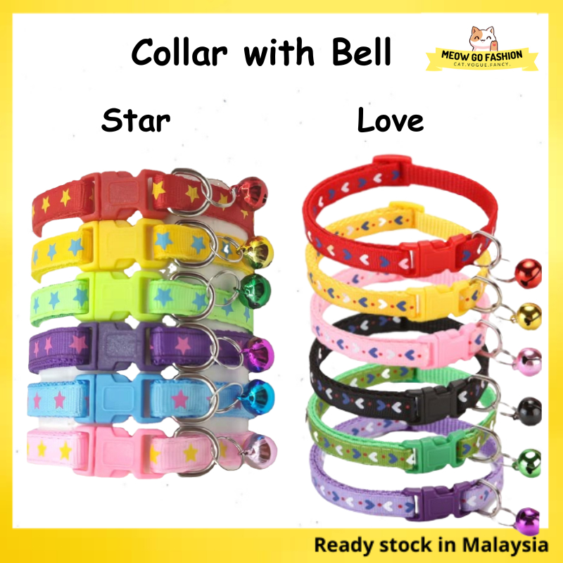Love Star Pet Collar Bell Cat Rantai Kucing Loceng Adjustable Neck ...