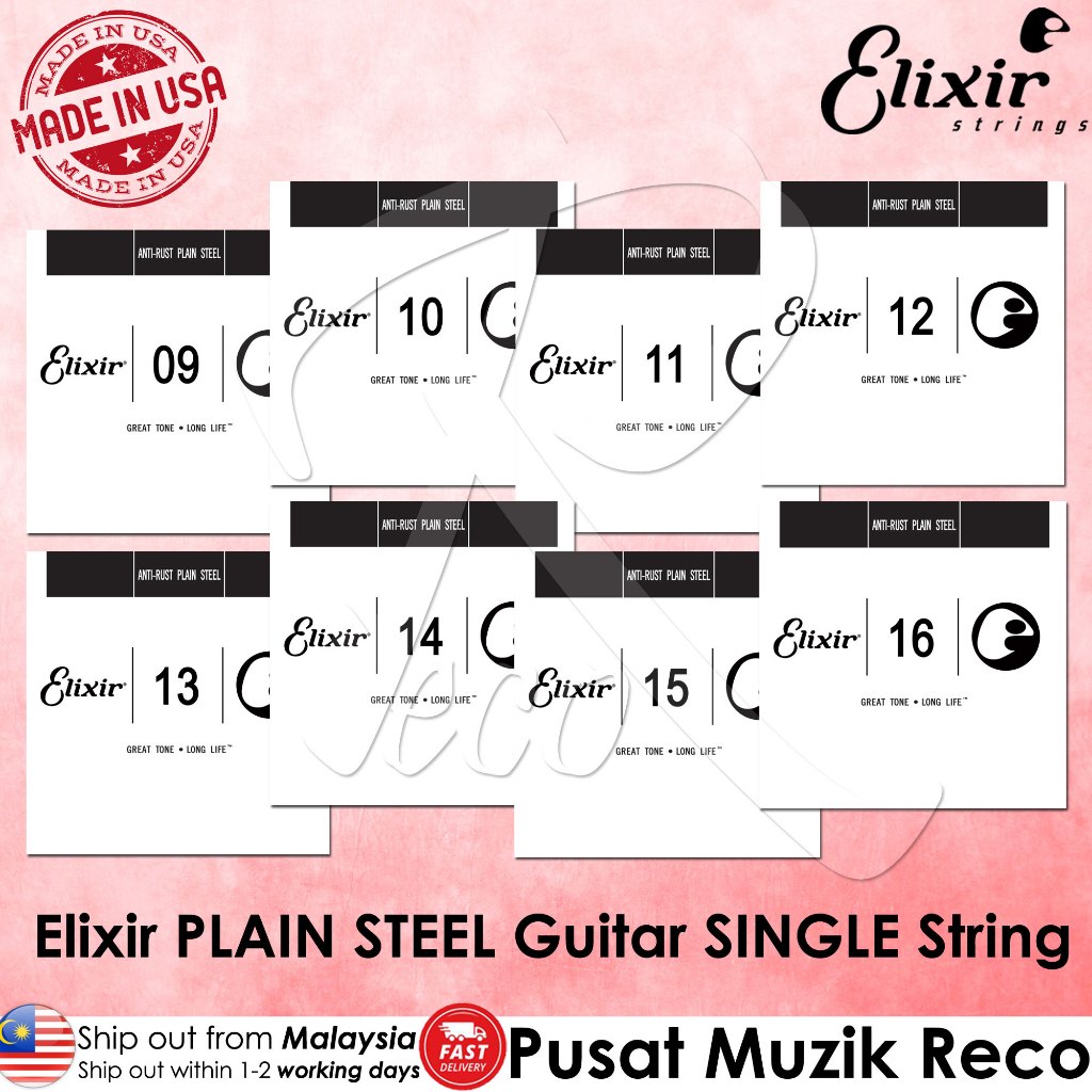 Elixir Anti Rust Plain Steel Single String Electric Acoustic