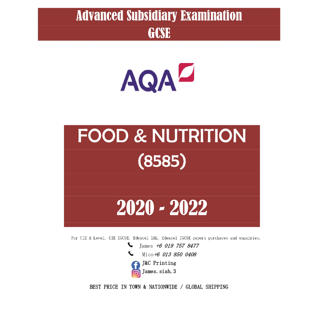 AQA Past Year Papers FOOD & NUTRITION (8585) GCSE | Shopee Philippines