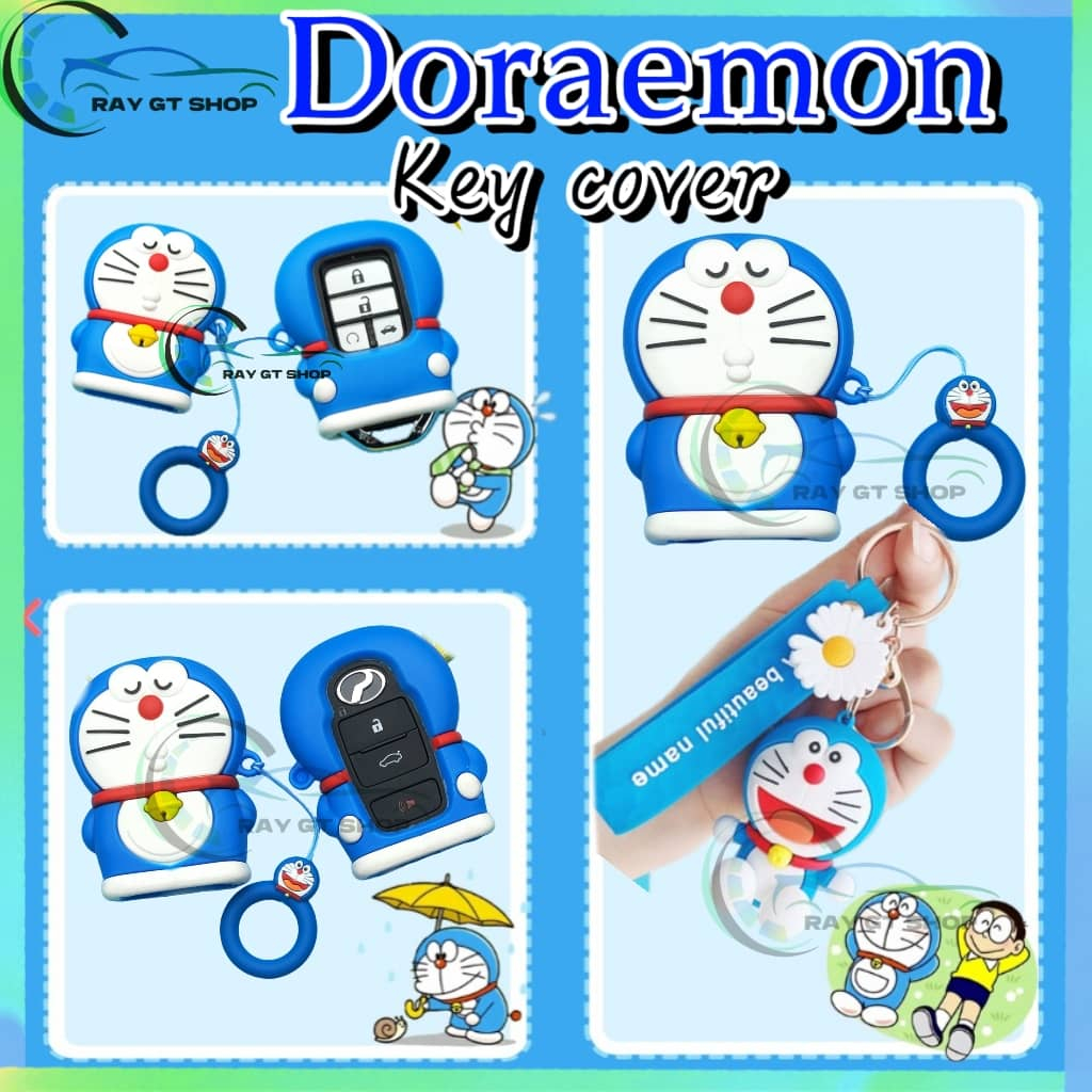 1pc Doraemon Car Alarm Remote Smart Keyless Cartoon Key Cover Sarung