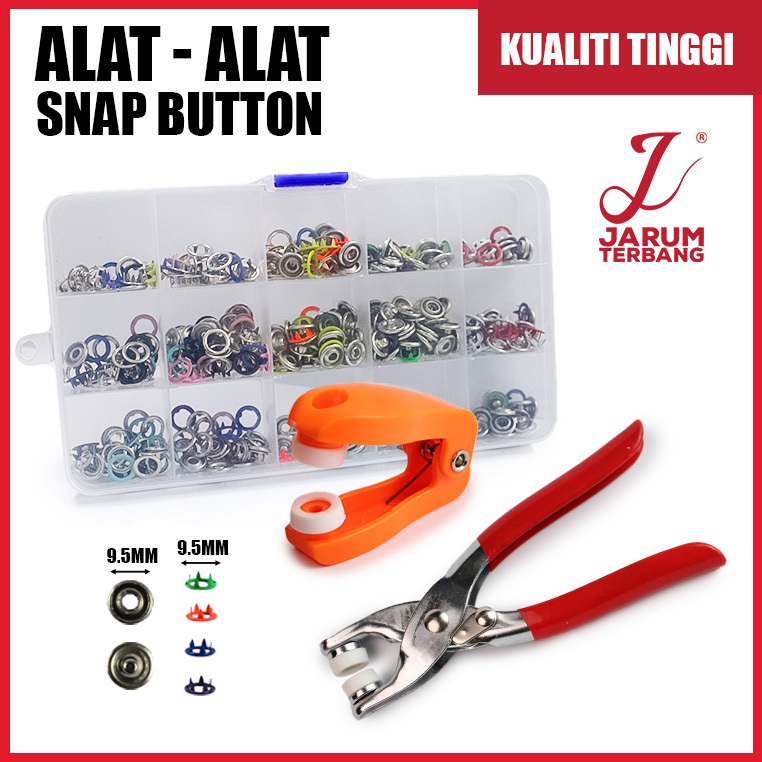 Alat-Alatan Snap Button Set Pin Button & Plier, Plastik + Kotak Button ...