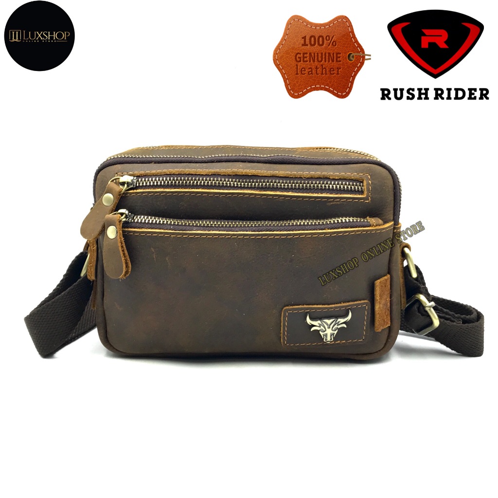 Rush Rider Full Cow Leather Sling Bag Men Shoulder Bag Cross Body ...