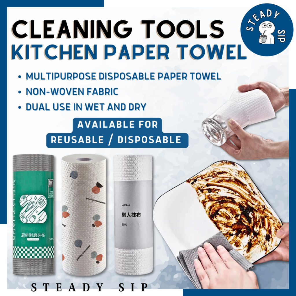 Steady Sip Disposable Kitchen Cloth Roll Lazy Rags Reusable Dishwasher ...