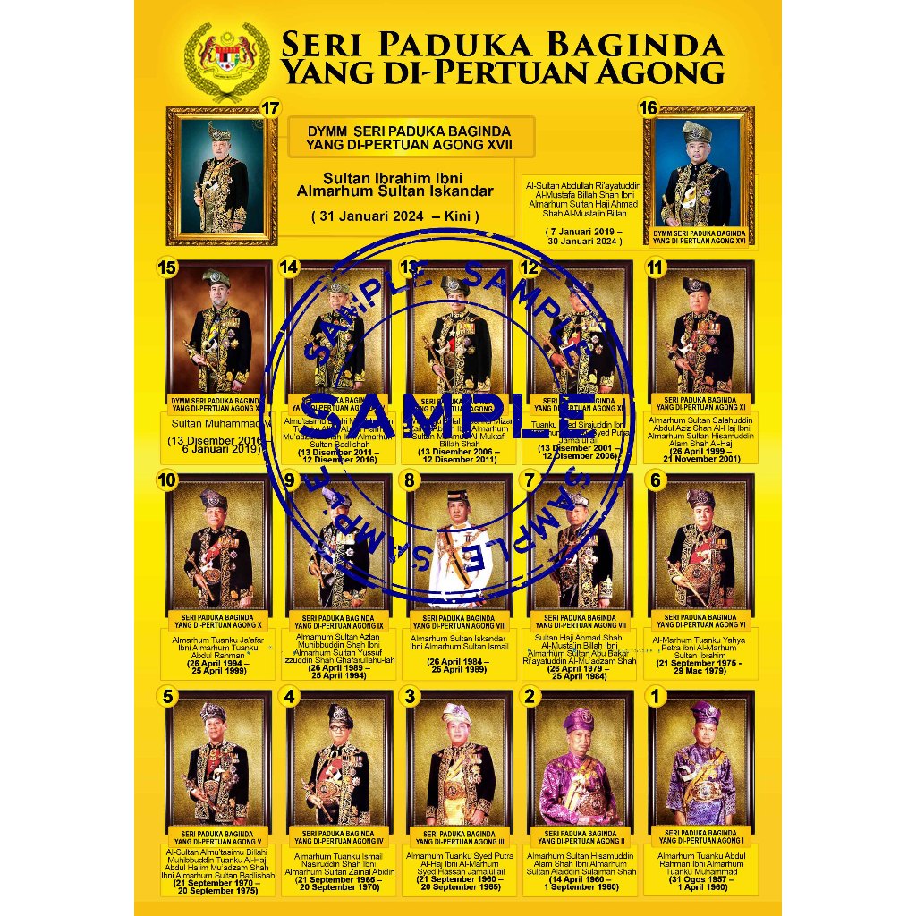 Poster Merdeka - Senarai Agong A4/A3 PrintedLaminated | Shopee Philippines