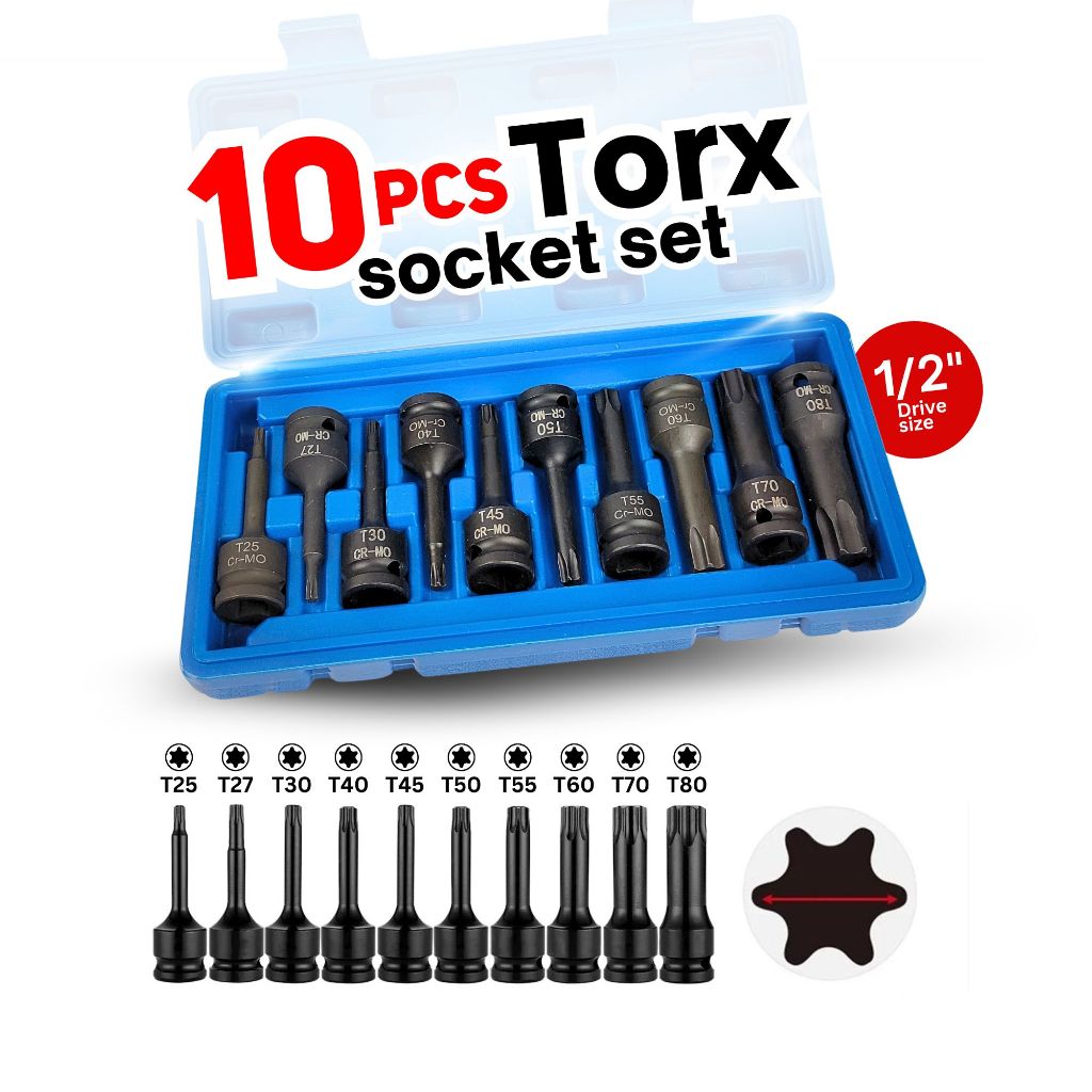 8pcs 1 2 Inch Hex Impact Socket Set H5 H17 CR MO Set H Type Impact Driver Tool Box Allen Key Set Black Impact Wrench Set Shopee Philippines