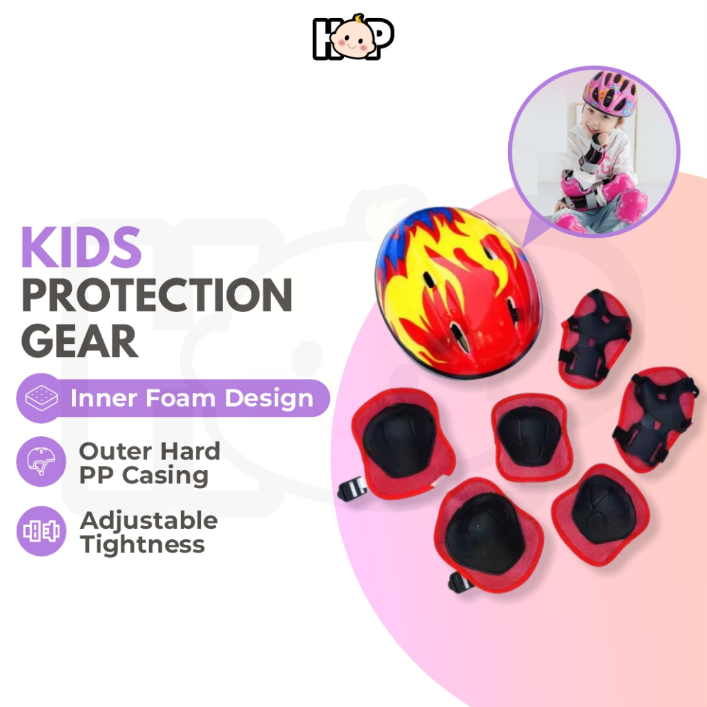 Kids Protection Gear 01 (7Pcs/Set) Kids Safety Roller Skating Helmet ...