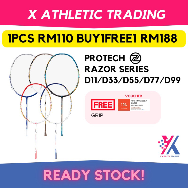 PROTECH RAZOR D11/D33/D55/D77/D99 BADMINTON RACKET MAX 35 LBS DUO FRAME ...