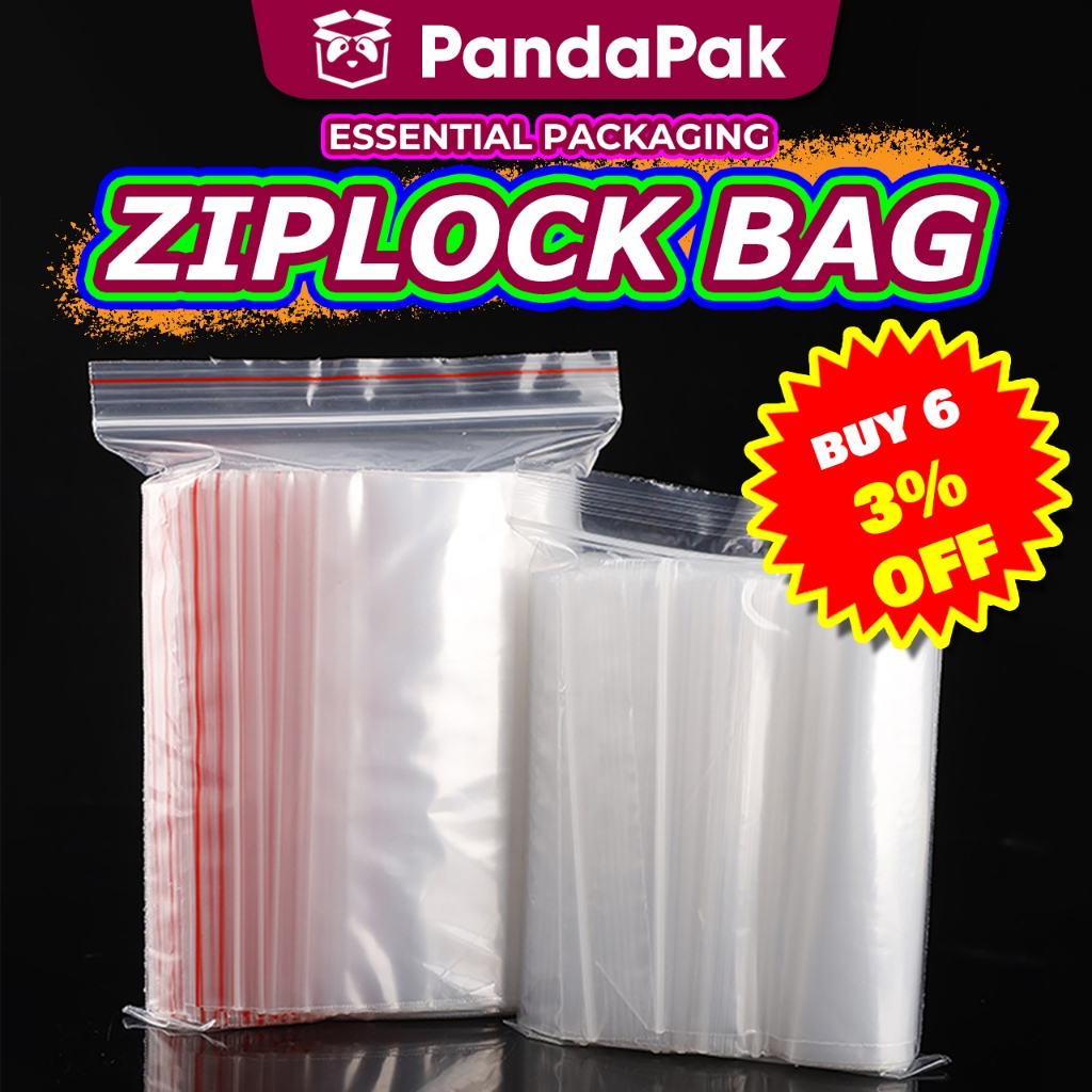 PANDAPAK 100pcs Zip Lock Bag Self Seal Bag Plastic Packaging Plastic Bag Beg Plastik Zipper Bag