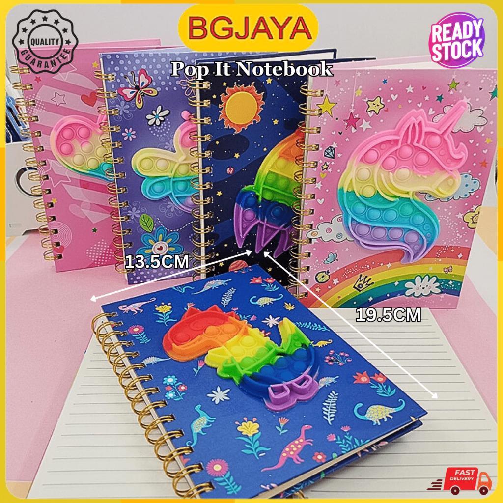 Pop It Notebook Silicone Push Bubble Hardcover Fidget Toys Anti-stress ...