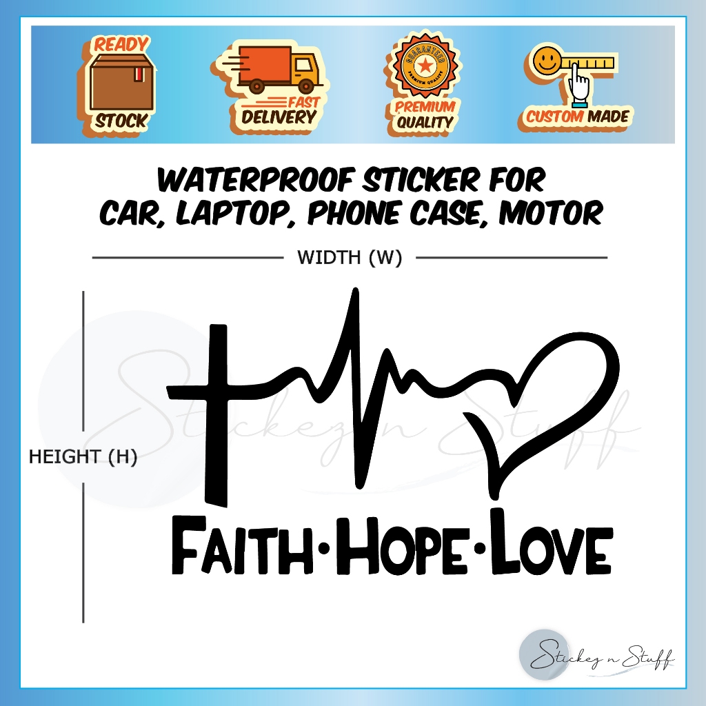 Faith Hope Love Sticker Kereta Waterproof Car Motor Laptop Desktop ...