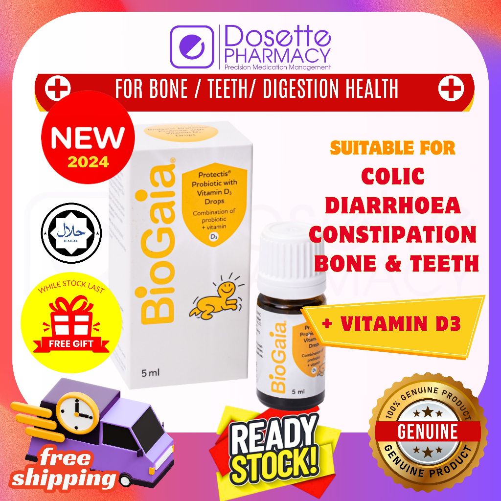 BIOGAIA DROPS + VITAMIN D3 PROBIOTIC BABY COLIC DIARRHEA CONSTIPATION