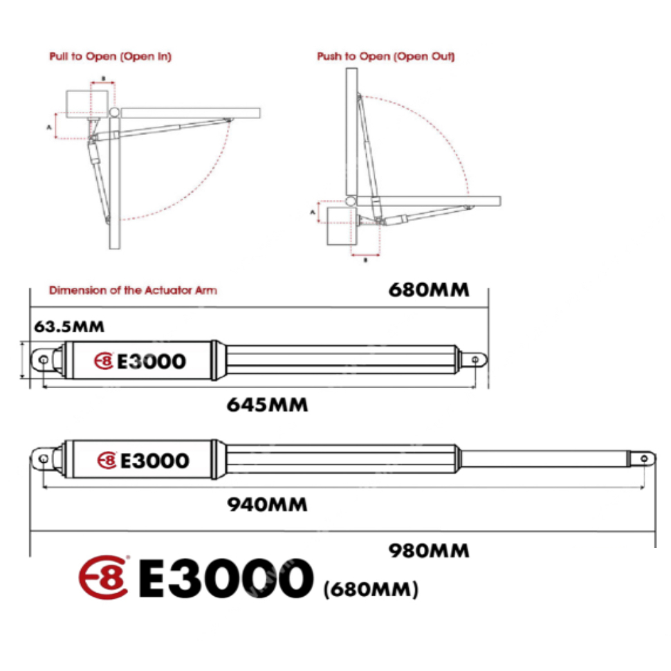 E8 E3000 680MM SWING ARM AUTOGATE AUTO GATE SYSTEM ( MOTOR ONLY ...