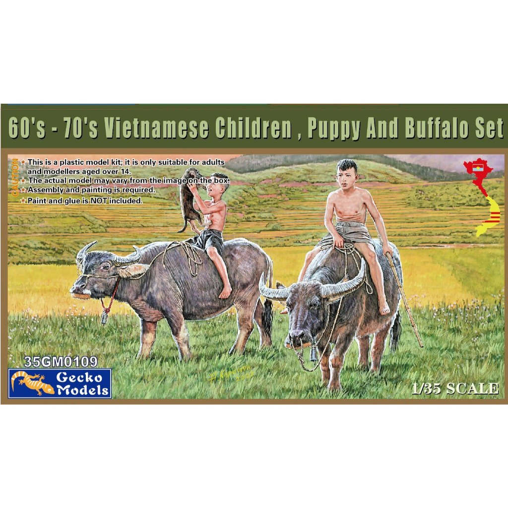 GECKO MODEL 1/35 60's -70's Children , Puppy and Buffalo Set | Shopee ...