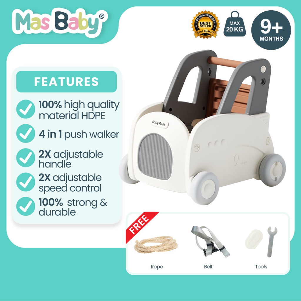Mas Baby 4 In 1 Push Walker With Storage Pull Wagon For Kids Four Wheel ...