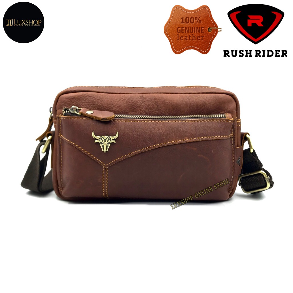 Rush Rider Full Cow Leather Sling Bag Men Shoulder Cross Body Messenger ...