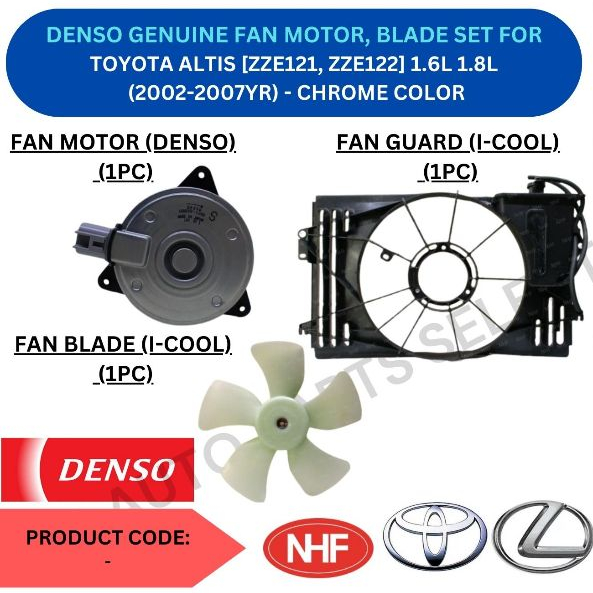 DENSO FAN MOTOR, FAN BLADE, FAN GUARD SET FOR TOYOTA ALTIS [ZZE121 ...