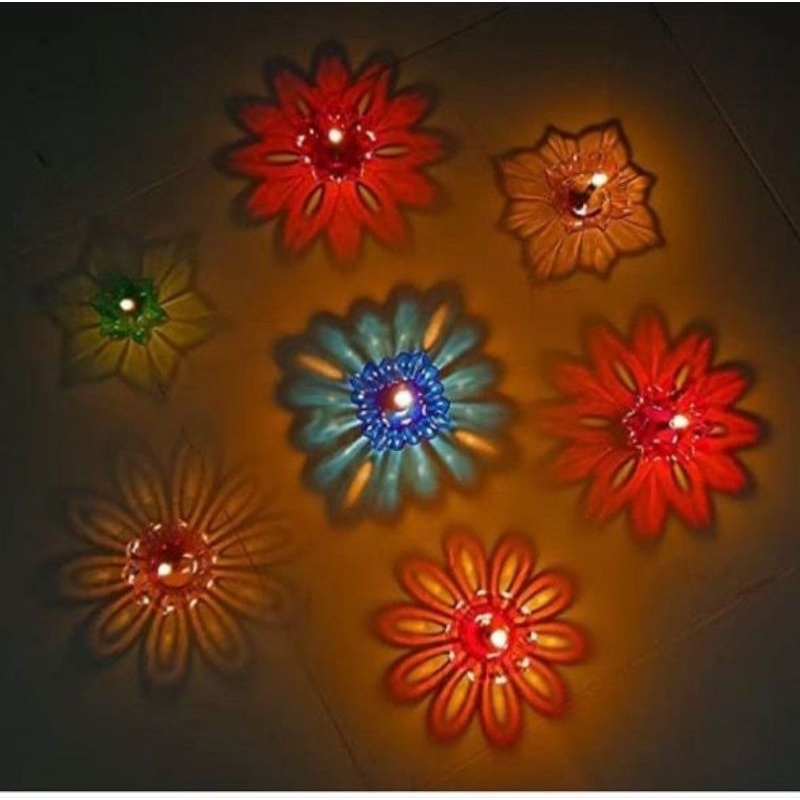 3D Reflection Water Sensor Diya Set Festival Diwali Decor Diya Lights