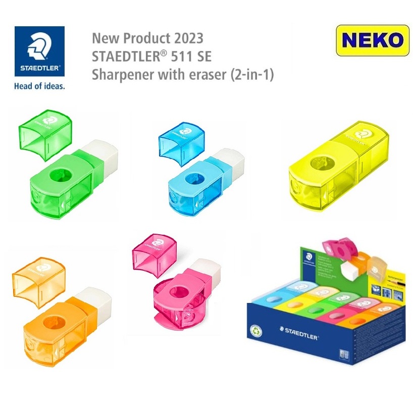 Staedtler Neon Colour Sharpener With Eraser ( 2 in 1 ) | Shopee Philippines