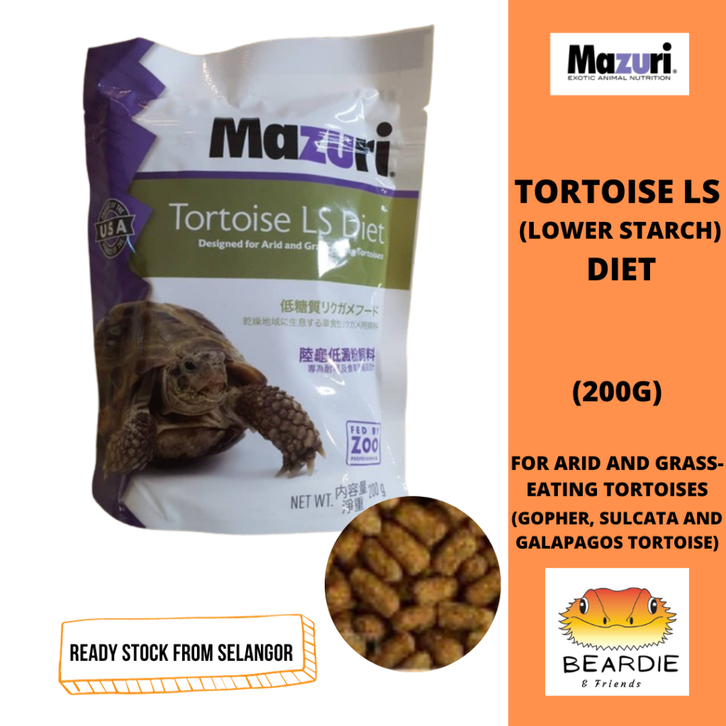 MAZURI TORTOISE LS DIET 200G FOR ARID AND GRASS EATING TORTOISE SULCATA ...